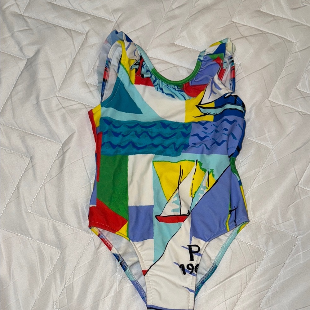 Polo by Ralph Lauren Red and Blue One Piece Swimsuit